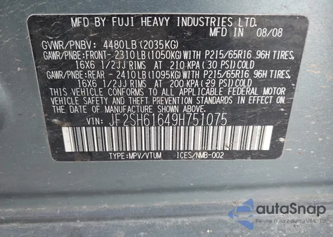 2009 Subaru Forester 2.5X z USA, uszkodzony, nr VIN JF2SH61649H751075